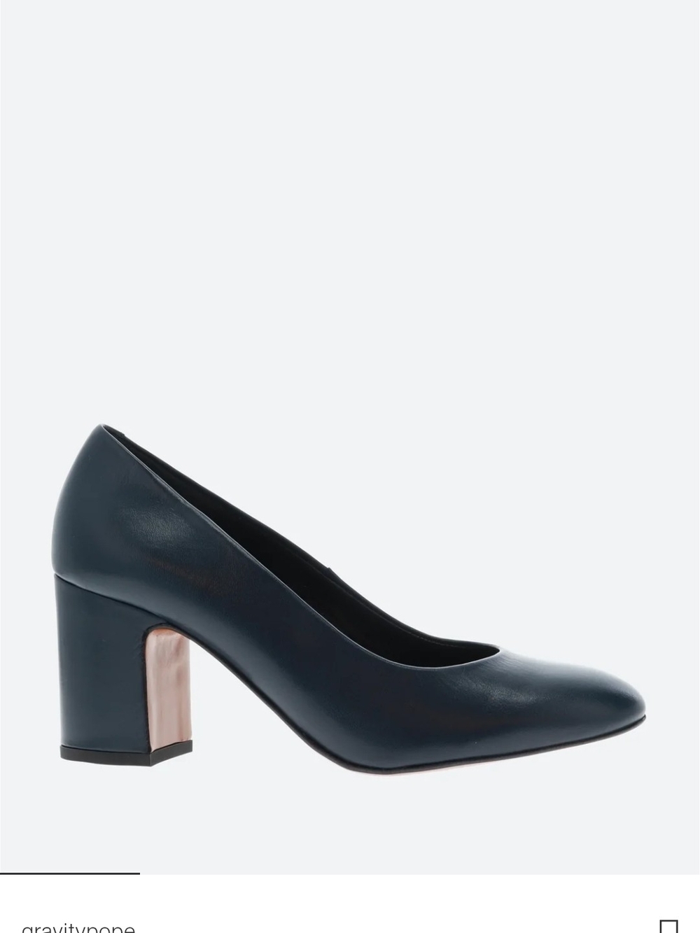 Classic Navy Leather Block Heel Pumps